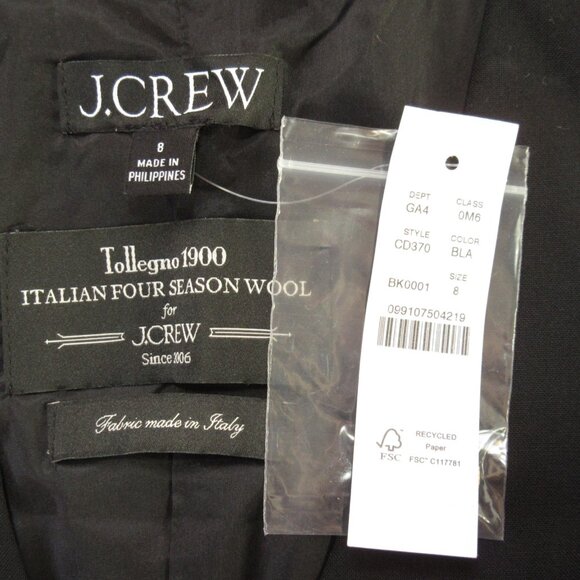NWT J.Crew Collection Buttoned Sheath in Black Italian Stretch Wool Dress 8 - Picture 4 of 9